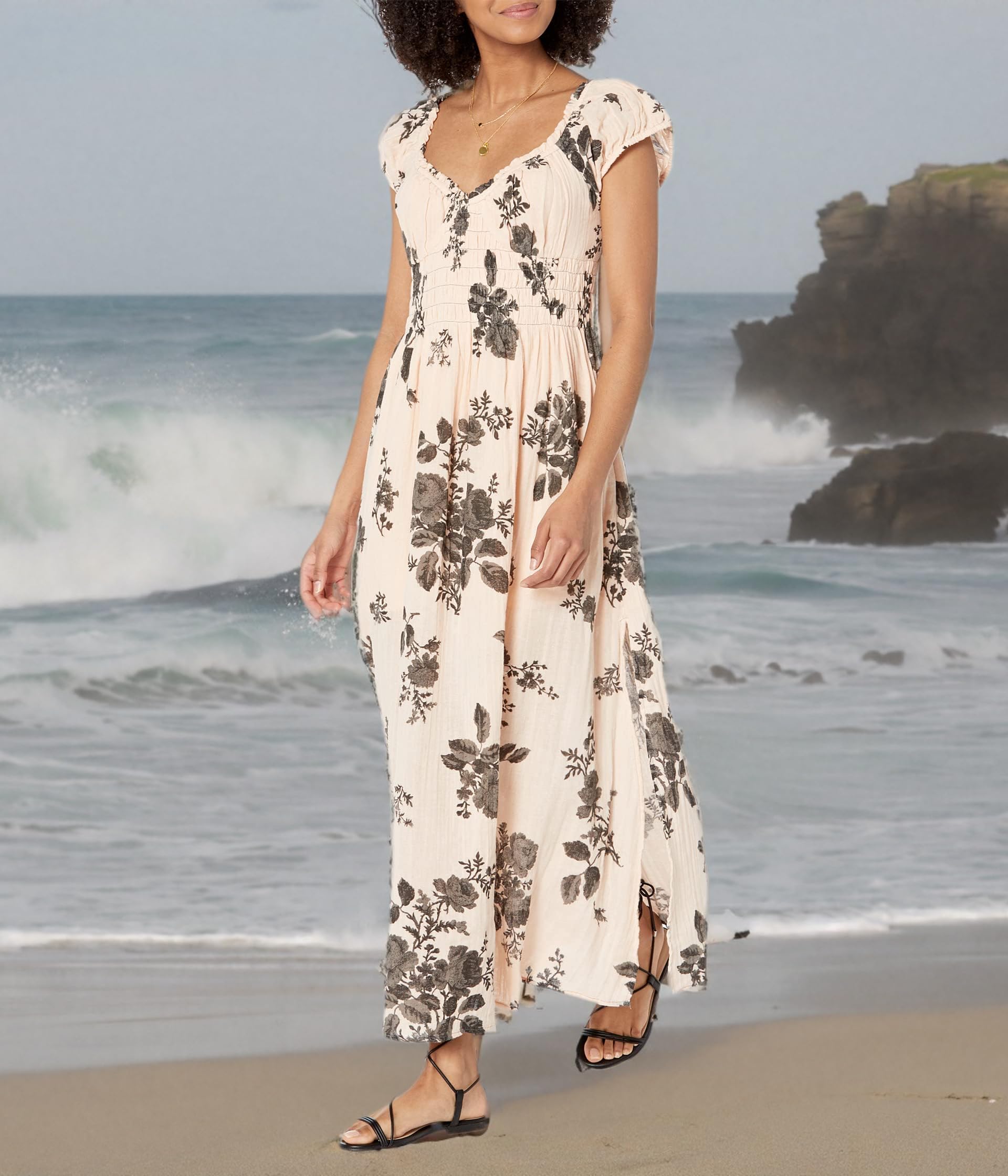 Free People Forget Me Not Midi Dress - Boho Floral Print Summer Dress for Women | Perfect for Beach Vacations, Music Festivals & Date Nights