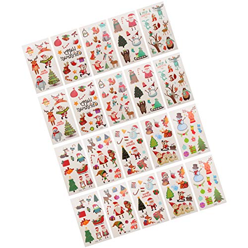 Minkissy 20 Sheets Christmas Temporary Tattoo for Kids - Waterproof Holiday Body Stickers | Fun Party Favors, Costume Accessories & Festive Decorations
