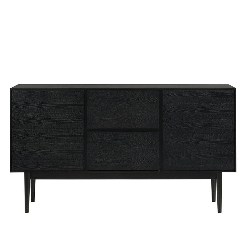 FANGO 150cm Sideboard Buffet Cabinet - Modern Black Ash Wood Storage Console Table for Dining Room, Living Room & Entryway | Perfect for Home Decor, Display & Organization