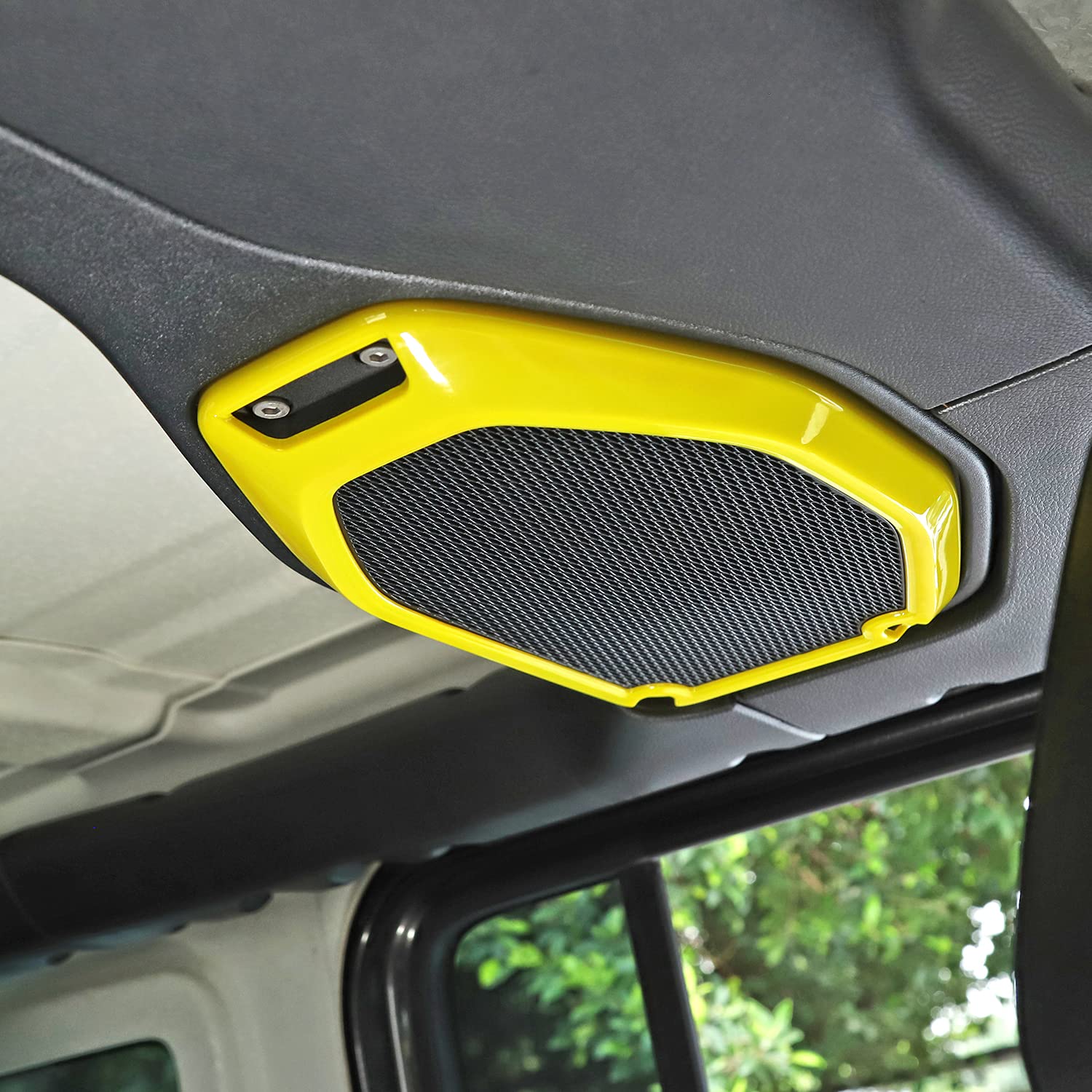 JeCar Premium Speaker Frame Trim Cover for 2018-2023 Jeep Wrangler JL JLU & Gladiator JT - Interior Accessories (Yellow) - Upgrade Your Ride with Durable & Stylish Protection