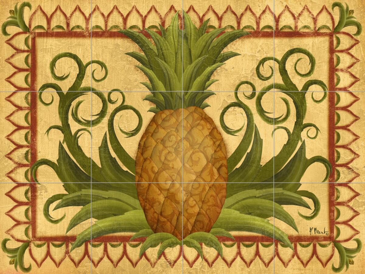 Ceramic Backsplash Tile Mural - Tropical Fruit & Vegetable Kitchen Decor - Waterproof Peel & Stick Wall Art for Bathroom, Kitchen, Cafe - Paul Brent Collection