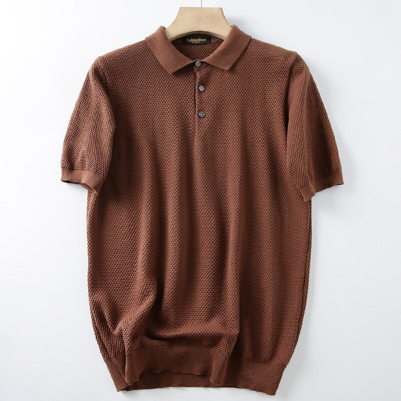 Men's Business Knit Polo Short Sleeve Shirt - Comfortable Office & Casual Wear for Professionals