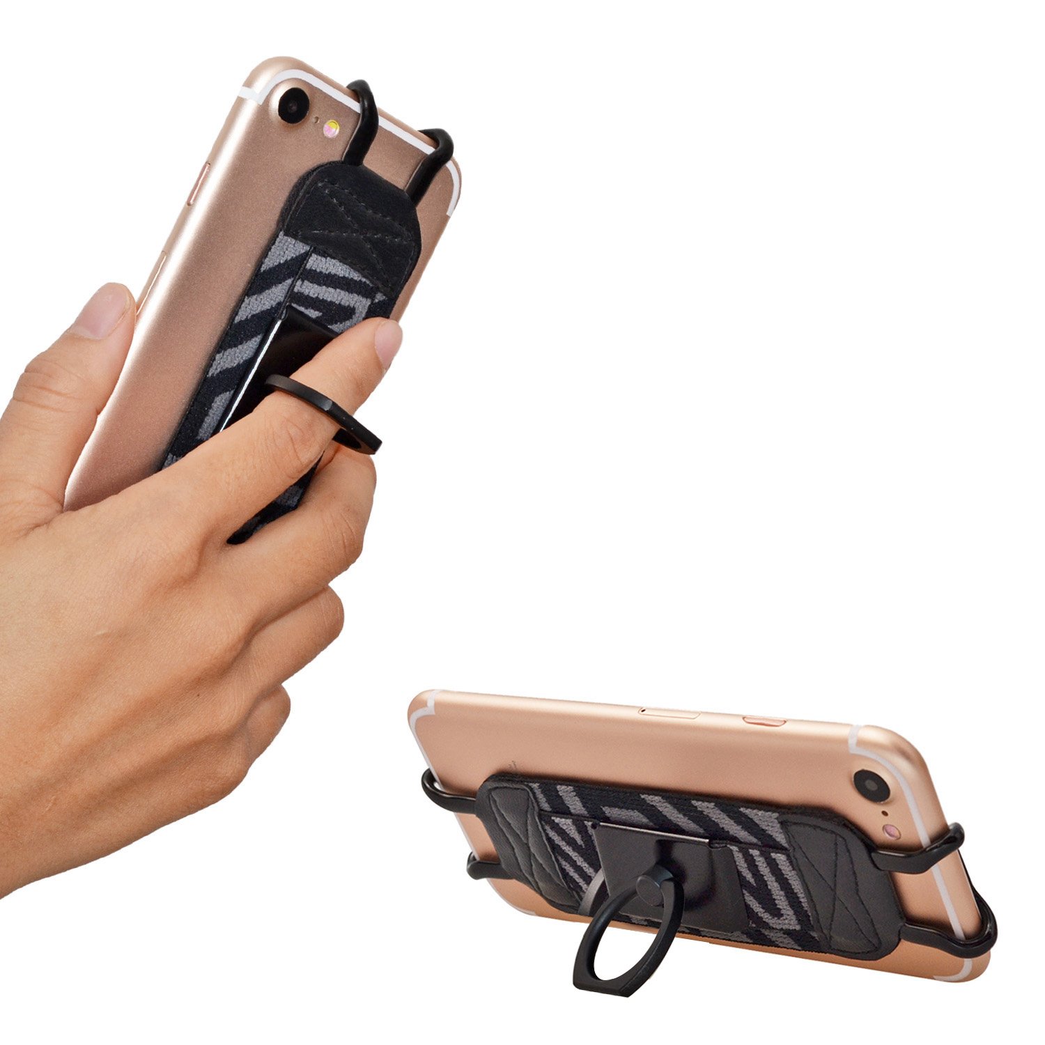 360° Rotating Metal Ring Phone Grip Stand - Compatible with iPhone 14 Pro Max/14 Plus/13 Pro/12/11/SE/Xs Max/XR & Galaxy Note 20/S22/S21 - Secure Anti-Slip Hand Strap Holder for One-Handed Use While Driving, Shopping or Taking Selfies