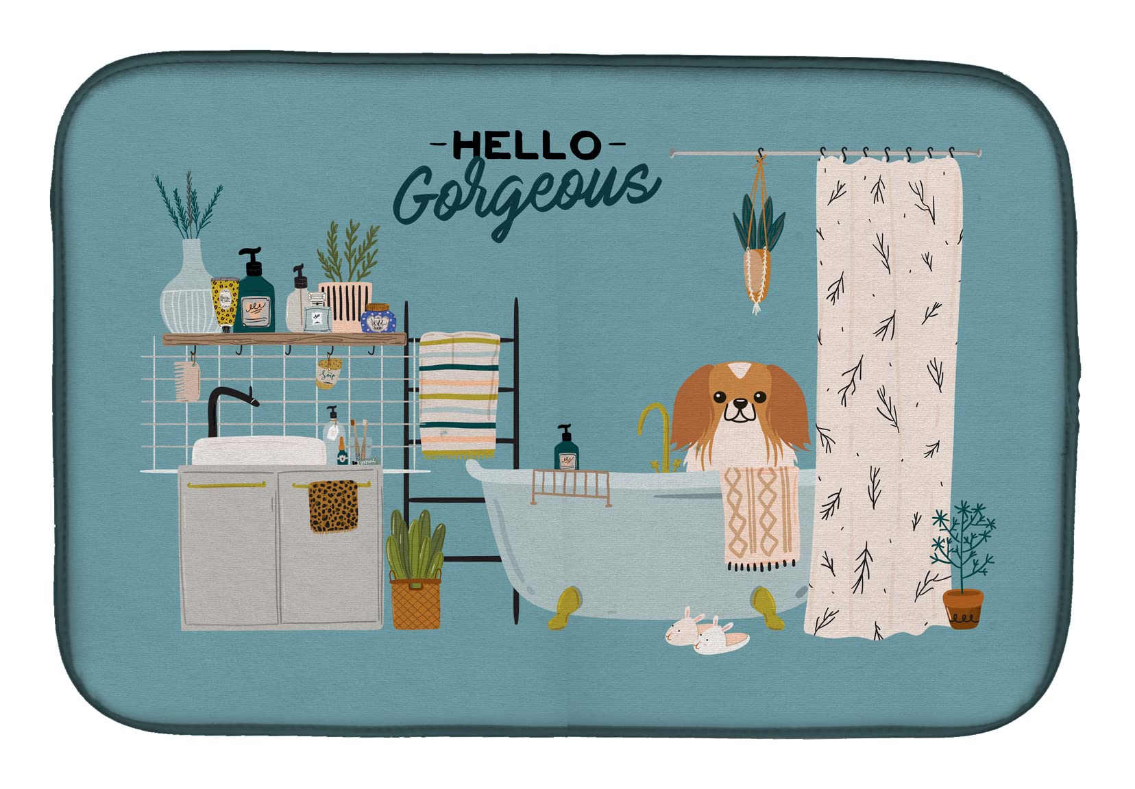 Pekingese Dish Drying Mat - Absorbent Kitchen Counter Mat (14x21