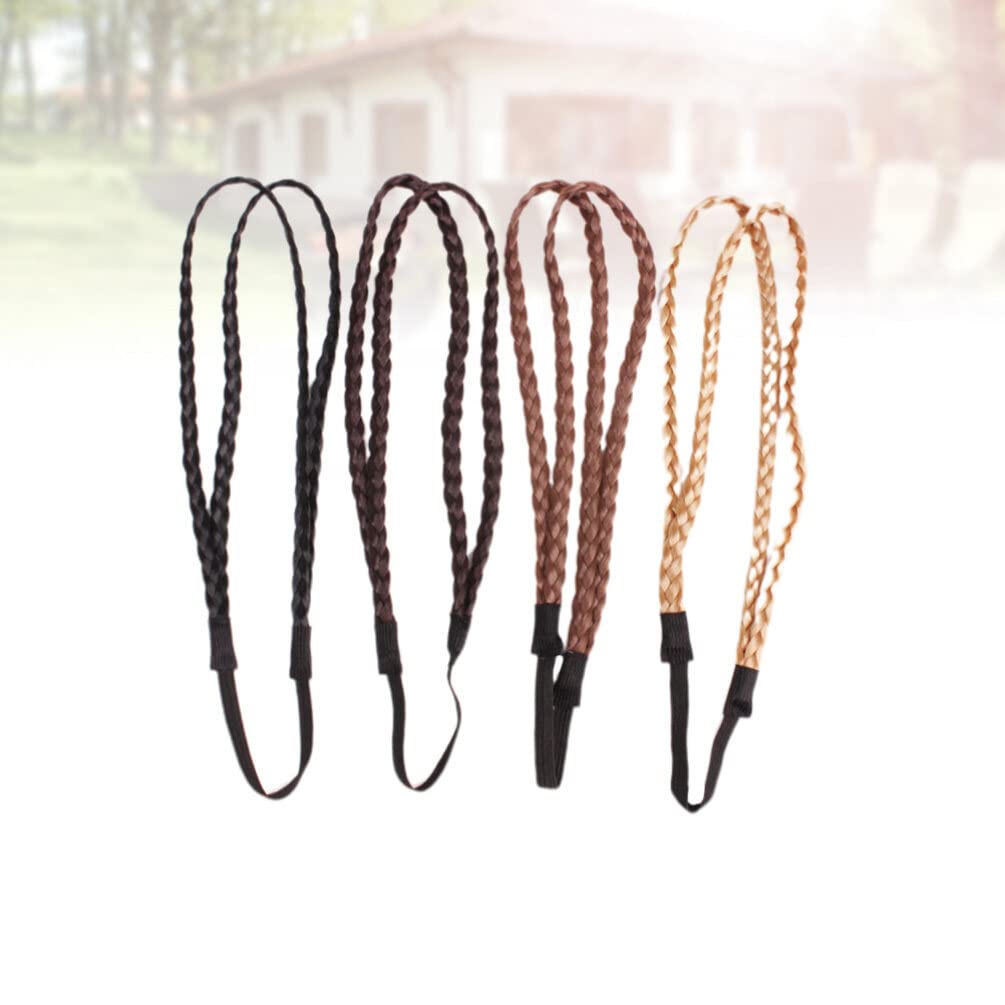 Mobestech 4pcs Braided Headbands for Women & Girls - Double Weaving Knot Hair Ties, Elastic Hair Bands, Plaited Head Wrap - Perfect for Workouts, Yoga, Running, and Everyday Styling