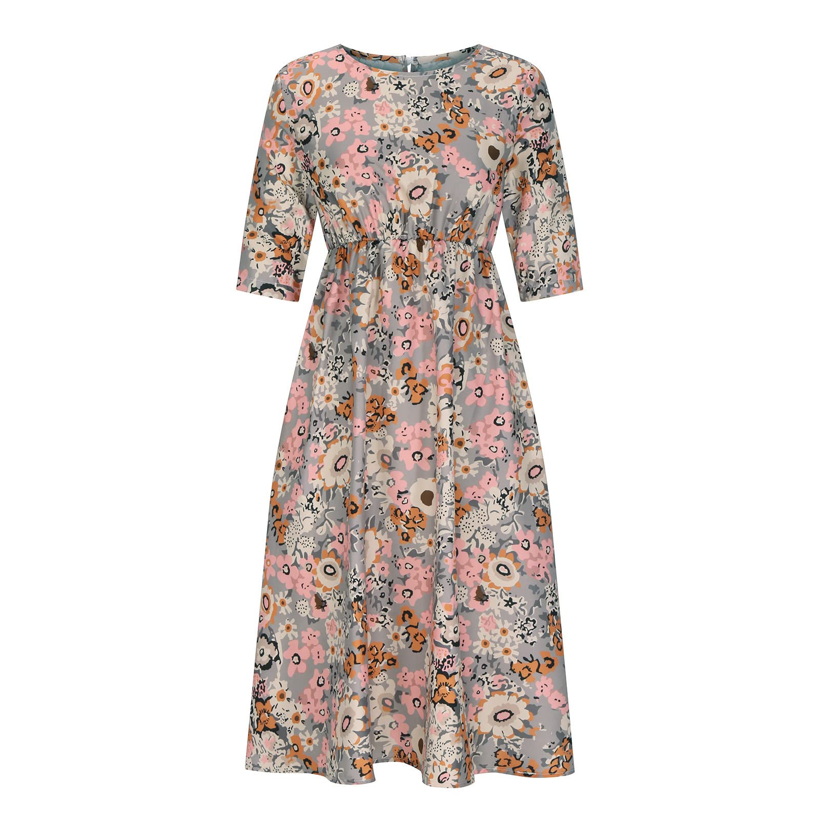 **Women's Plus Size Boho Floral Print T-Shirt Dress - Casual Loose Flowy Midi Dress with Pockets for Summer 2025 | Perfect for Beach, Vacation & Everyday Wear**