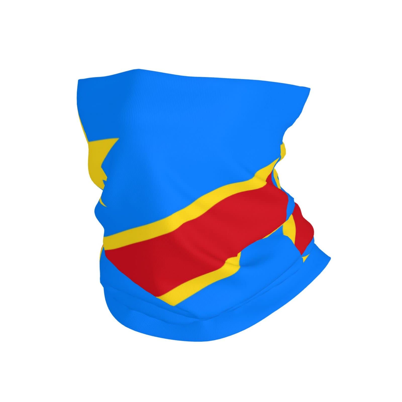 Congo Flag Neck Gaiter - Reusable Face Mask, Bandana & Balaclava Scarf for Outdoor Activities, Hiking, Cycling & Sports - Breathable Multicolor Cloth Face Cover