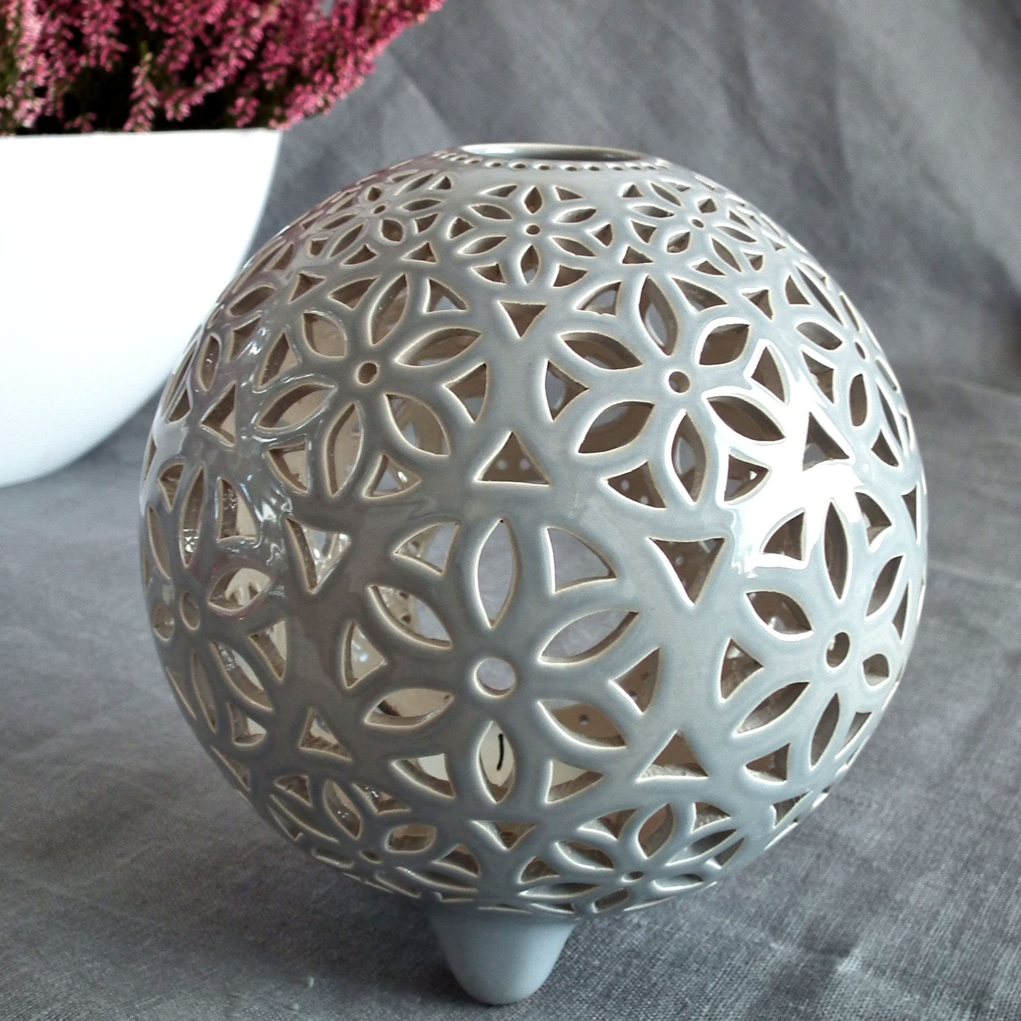 Scandinavian Style Gray Ceramic Candle Holder - Handmade Tealight Lantern for Nordic Home Decor | Perfect for Cozy Living Room, Bedroom & Wedding Centerpiece Decorations