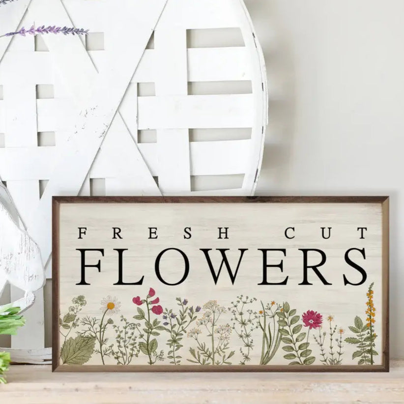 Fresh Cut Flowers Floral Wood Framed Print Wall Art - Perfect for Home Decor, Living Room, Bedroom & Office