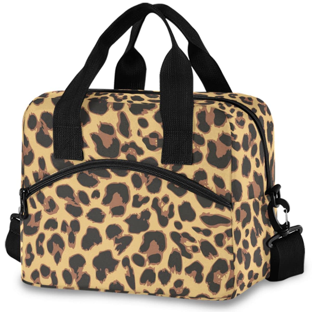 Insulated Lunch Bag Leopard Print Retro Style - Reusable Leakproof Cooler Tote for Women & Men - Perfect for Work, School, Picnics & Outdoor Activities