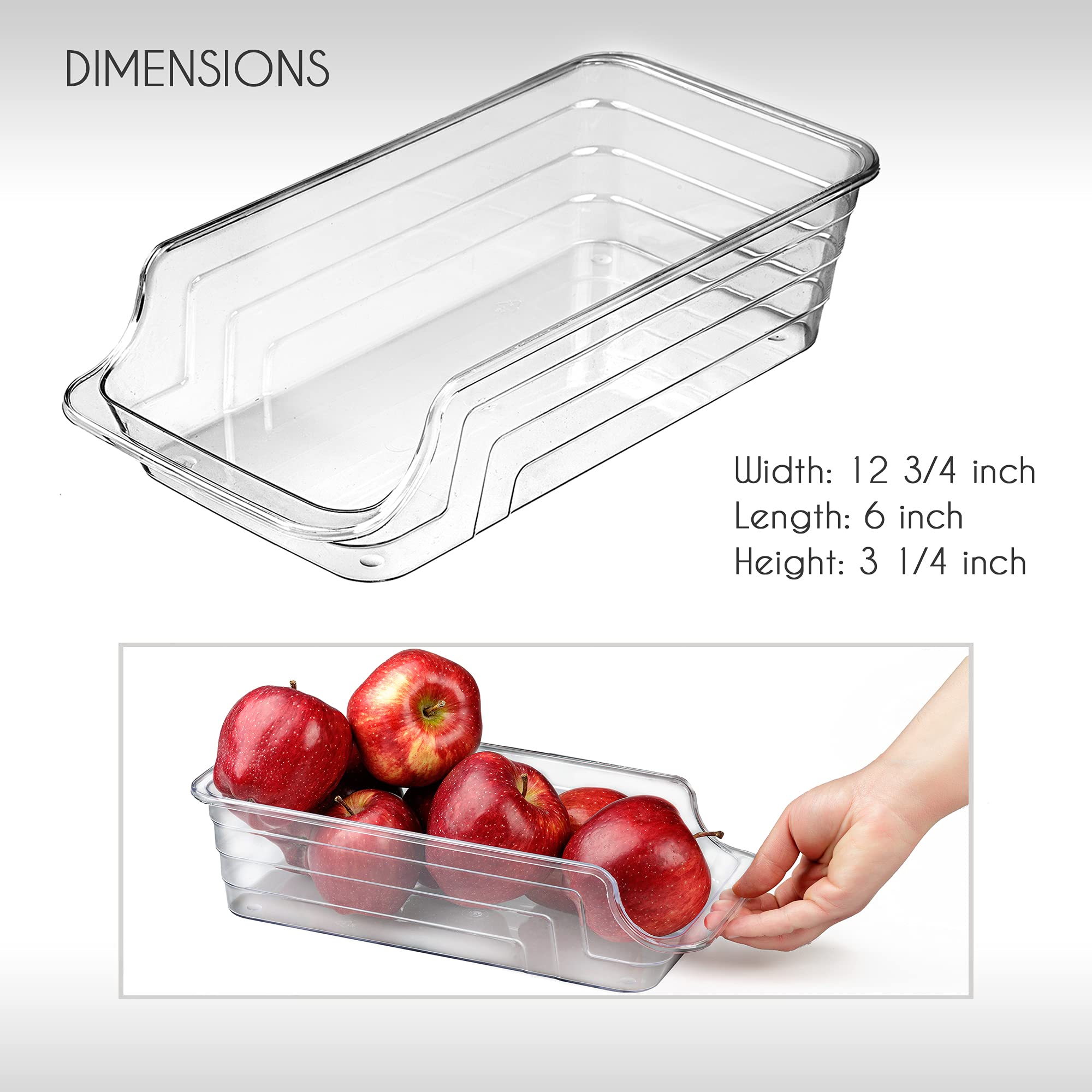Clear Stackable Fridge Organizer Bins - 2 Pcs for Food & Drinks Storage