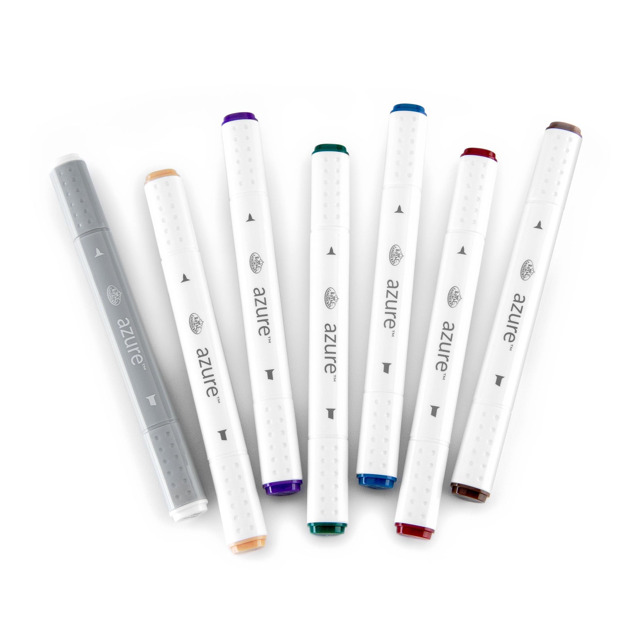 Royal & Langnickel Azure 7-Piece Dual-Tip Alcohol-Based Marker Set - 6 Vibrant Markers + 1 Blender for Artists, Illustrators & Crafters - Perfect for Sketching, Manga, Calligraphy & DIY Projects