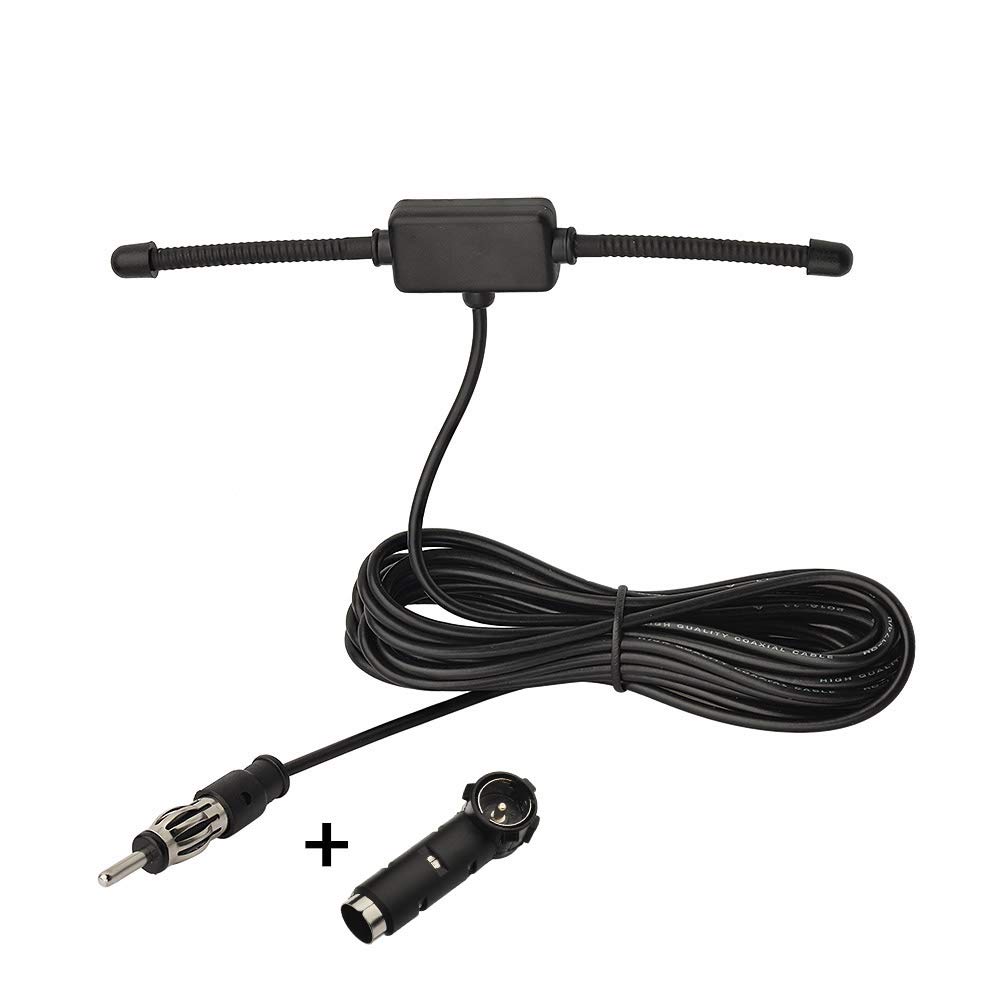Superbat Universal Car Stereo AM FM Dipole Antenna - Hidden Adhesive Mount Radio Aerial with DIN to ISO Adapter for Vehicle, Truck, SUV - Improve Radio Reception for Road Trips & Daily Commuting