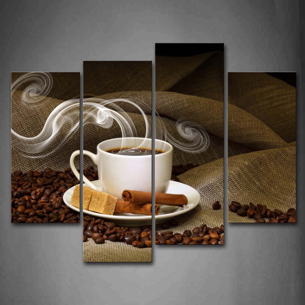 Premium Coffee & Coffee Bean Canvas Wall Art Print - Modern Kitchen Decor for Home, Cafe & Office | Food-Themed Painting for Stylish Interior Design