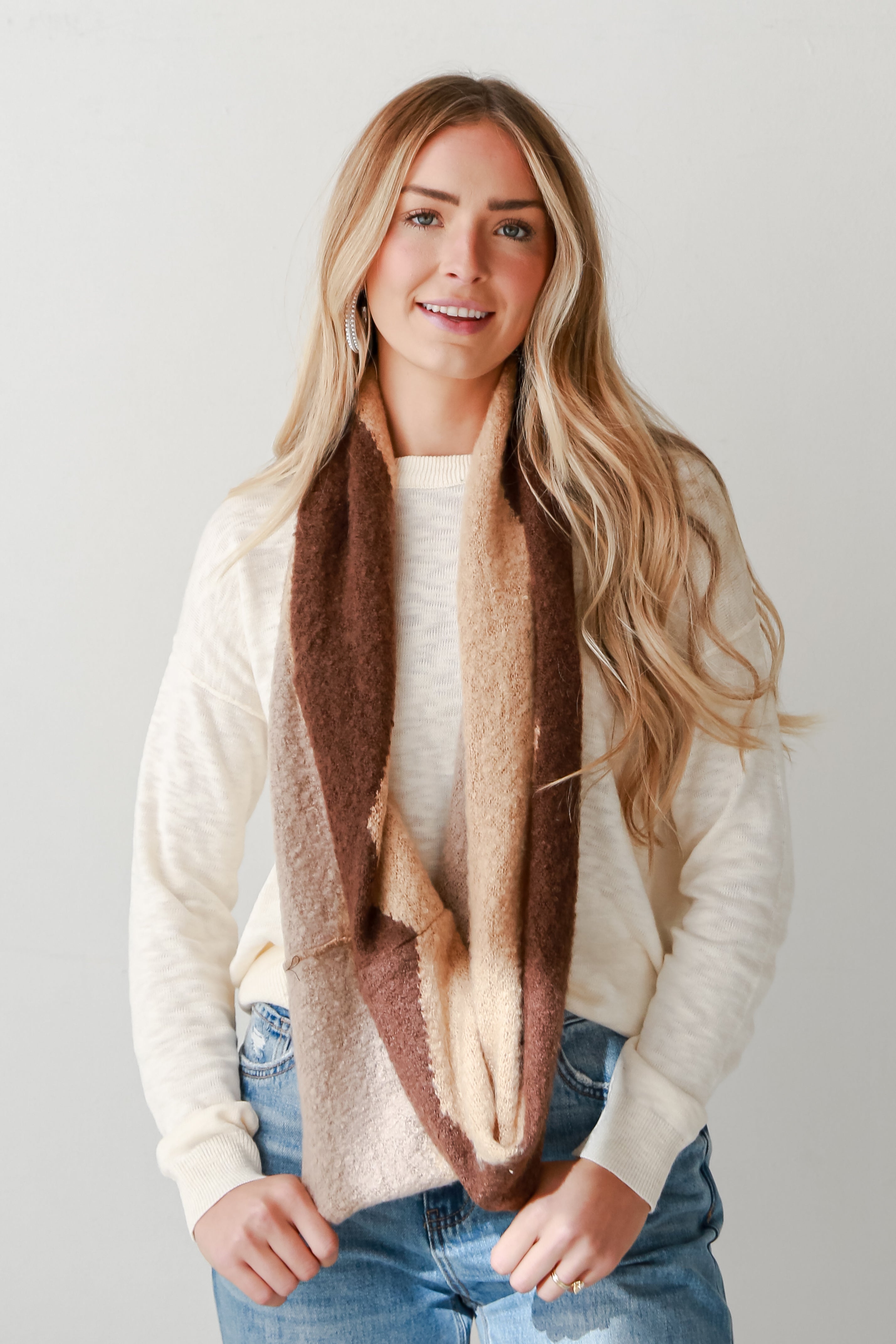 Cozy Brown Infinity Scarf for Women - Soft Warm Winter Fashion Accessory - Perfect for Cold Weather, Office Wear & Holiday Gifts
