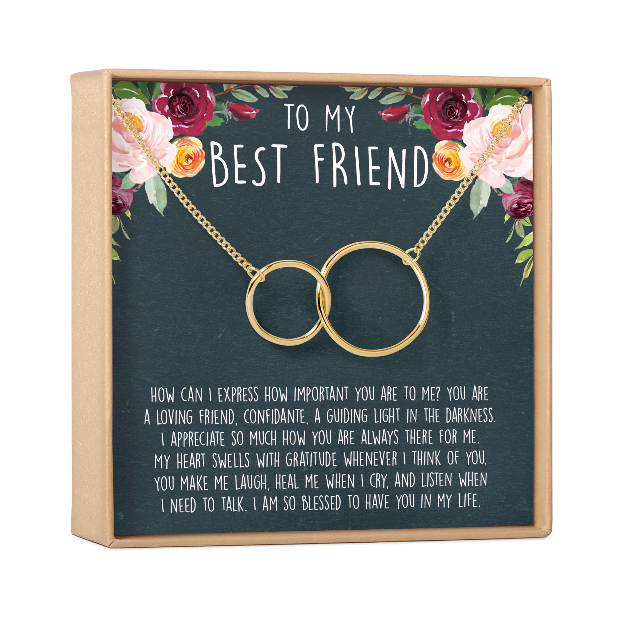 Dear Ava Best Friend Necklace - Sterling Silver Heart Pendant with Gift Box & Greeting Card - Perfect Birthday, Christmas, Anniversary Gift for Her - Friendship Jewelry for Sisters, BFFs & Loved Ones (Great for Valentine's Day, Graduation & Special Occasions)