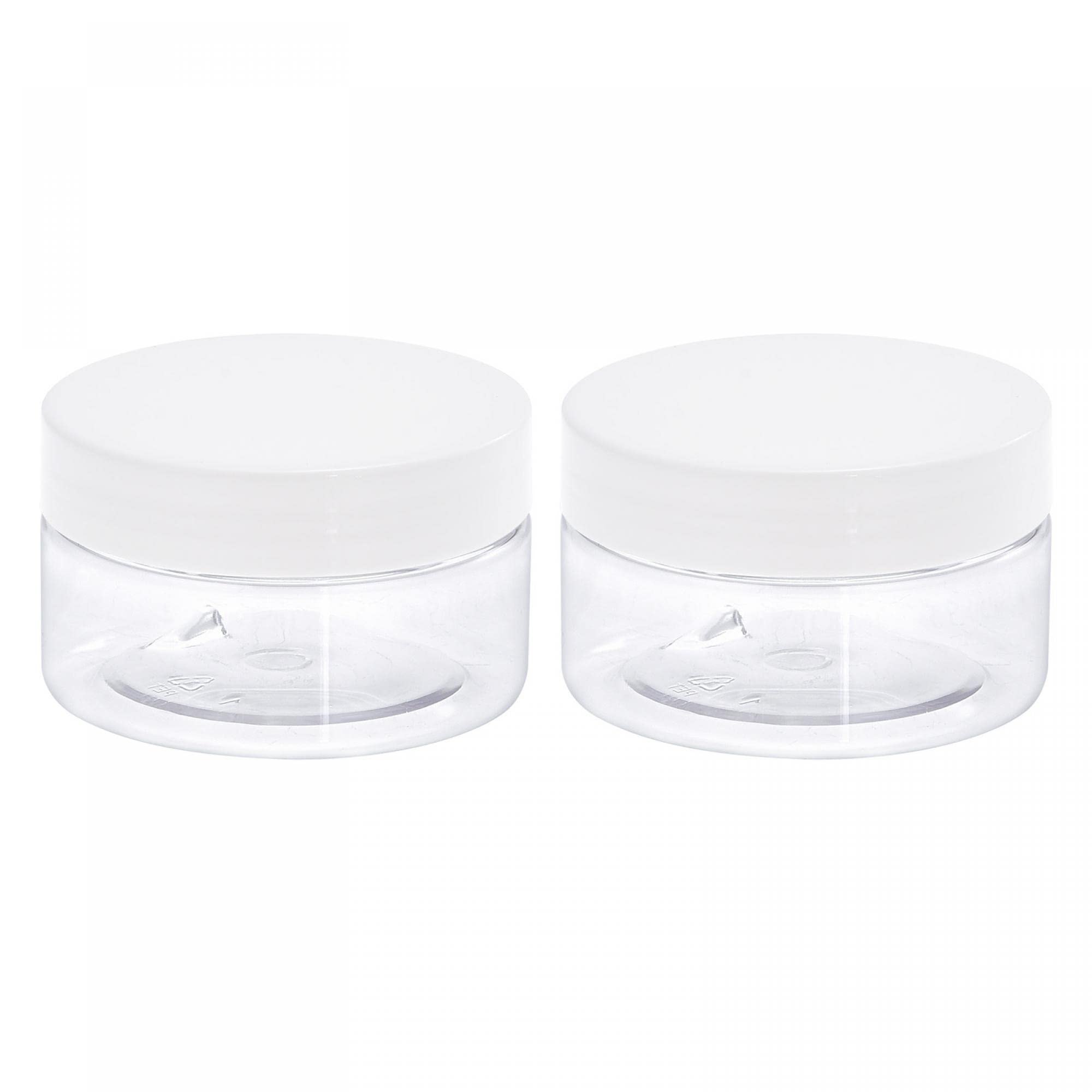 uxcell 3oz/80ml Clear Round Plastic Jars with White Screw Top Lids - 2 Pack Wide Mouth Empty Containers for Storage & Organization | Perfect for DIY Crafts, Spice Storage, Travel Toiletries & Home Organization