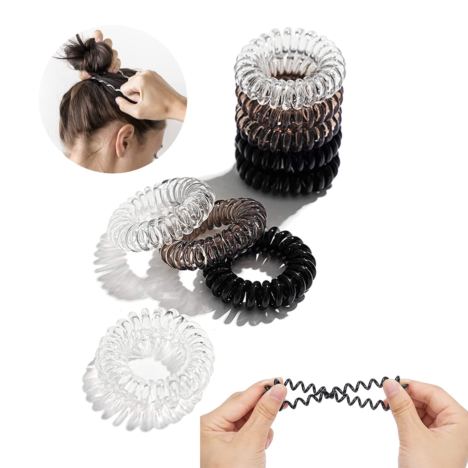 ZIBUYU® Spiral Hair Ties for Women & Girls - 9 Pack Coil Ponytail Holders, Soft Elastic Hair Bands & Stylish Scrunchies - Perfect for Workouts, Yoga, School & Everyday Hairstyles