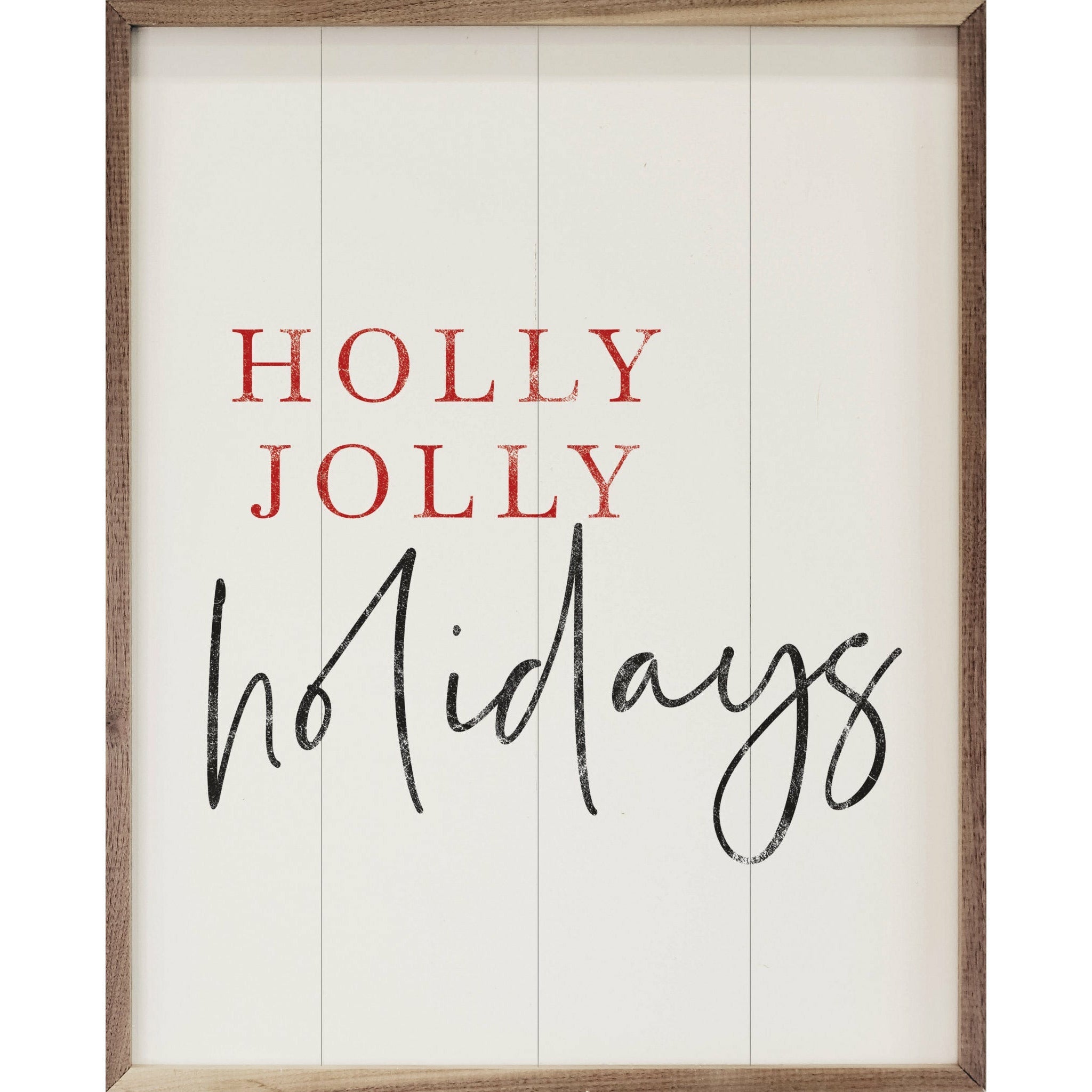 Holly Jolly Holidays Wood Framed Print - Festive Christmas Wall Art Decor for Home, Office & Gifts - Perfect for Living Room, Bedroom & Holiday Parties