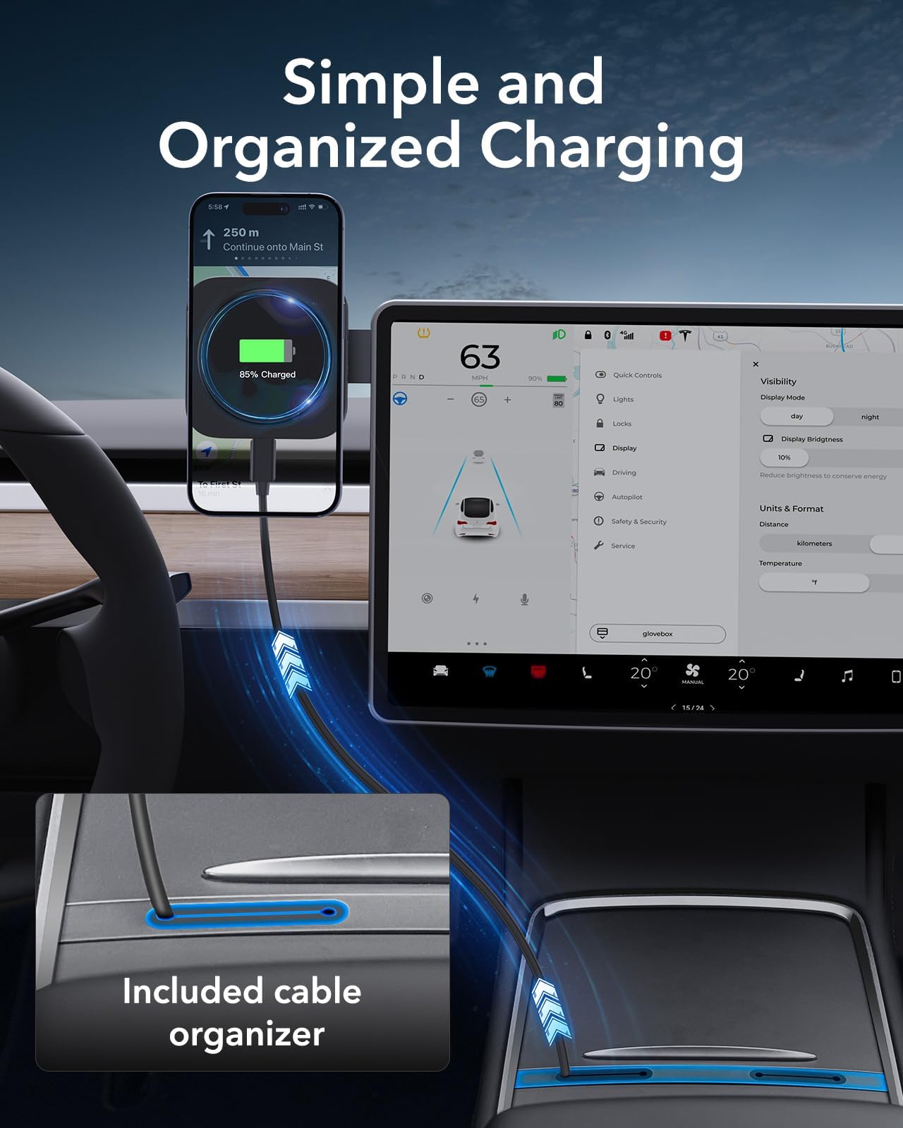 ESR MagSafe Car Mount Charger - Foldable Dashboard Magnetic Wireless Car Charger for Tesla & iPhone 15/14/13/12 - Strong Magnets Phone Holder (Black) | Perfect for Hands-Free Driving & GPS Navigation