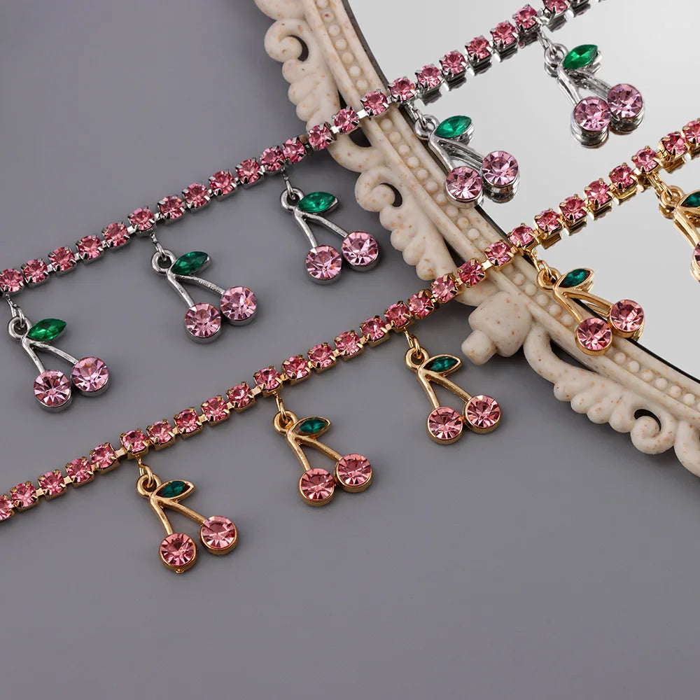 Crystal Fruit Anklets for Women - Fashionable Beaded Ankle Bracelet with Natural Stones - Perfect for Summer, Beach, Boho Style & Festival Accessories
