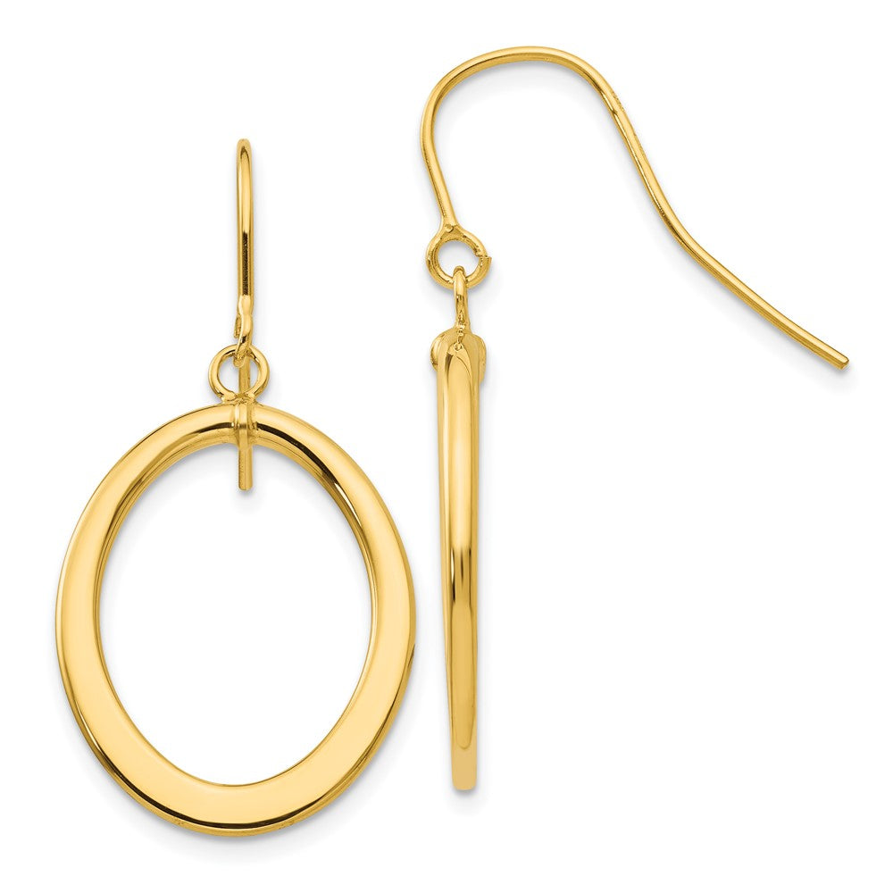 Gold Polished Tapered Flat Oval Dangle Earrings PRE451 - Elegant Women's Fashion Jewelry for Parties, Weddings & Special Occasions