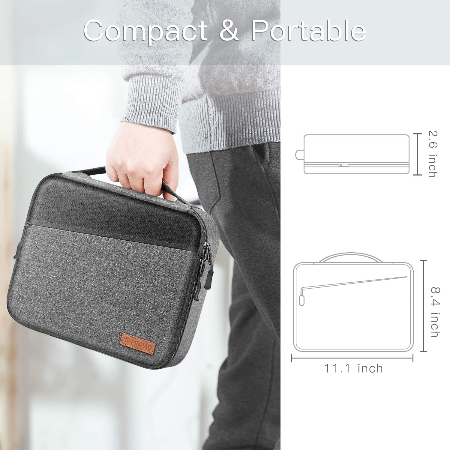 FINTIE Compact Electronic Cable Organizer Bag - Storage for USB Flash Drives, SD Cards, Chargers, Batteries & Hard Drives - Includes Pouch for Tablets up to 11 Inches (Grey) - Perfect for Travel, Office & Home Organization