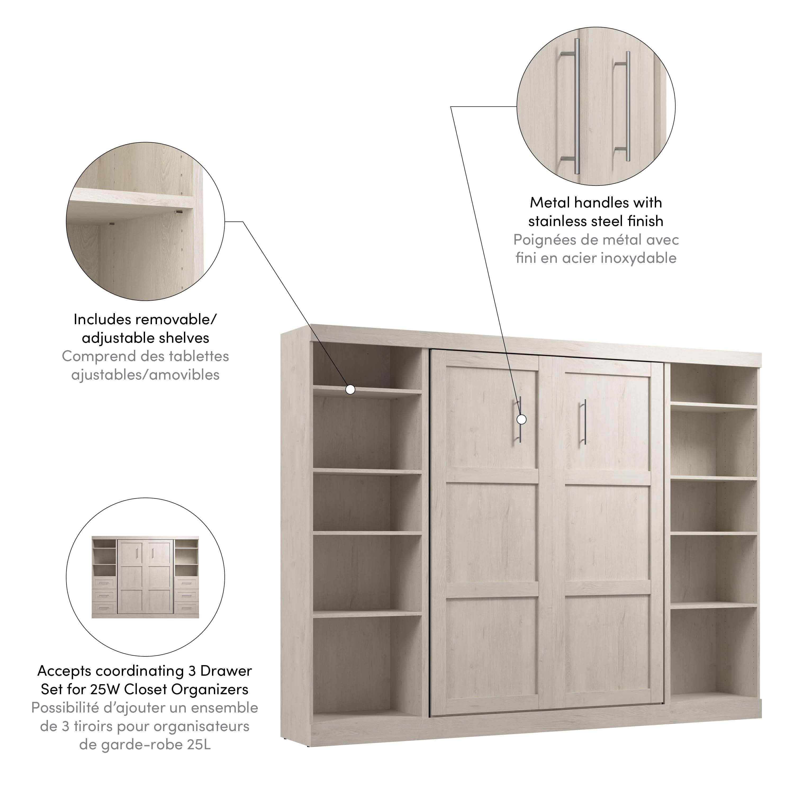 Space-Saving Full Murphy Bed with 2 Storage Units (109W) - 7 Color Options for Home, Office, or Guest Room Use