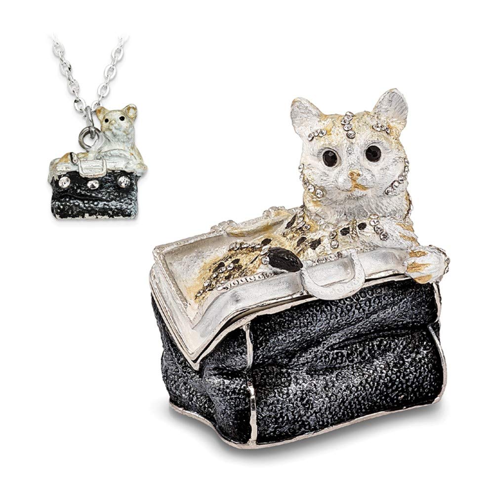 Premium Sonia Jewels Miss Kitty Cat Purse Trinket Box - 2.25 Inch Cute Feline Jewelry Storage | Perfect Gift for Cat Lovers & Jewelry Organizer