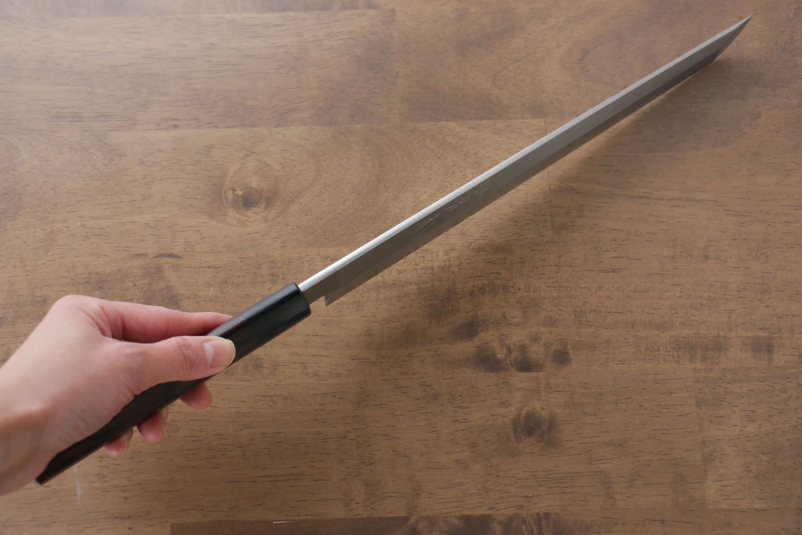 Premium Jikko Silver Steel No.3 Sakimaru Yanagiba 270mm Japanese Sushi Knife with Ebony Wood Handle - Perfect for Sushi Chefs & Professional Kitchen Use