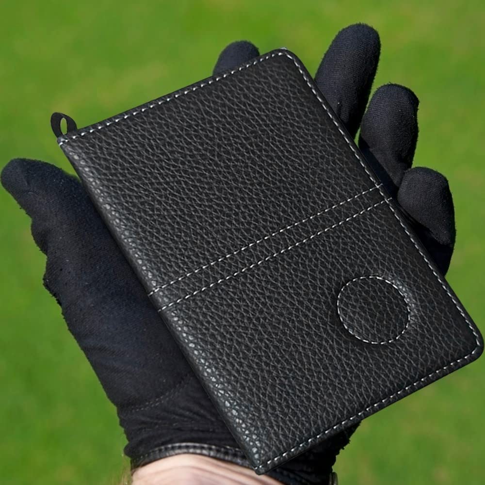 MiOYOOW Genuine Leather Golf Scorecard Holder - Portable Golf Yardage Book Keeper | Waterproof Golf Accessories for Score Tracking | Perfect for Golf Tournaments & Practice Rounds