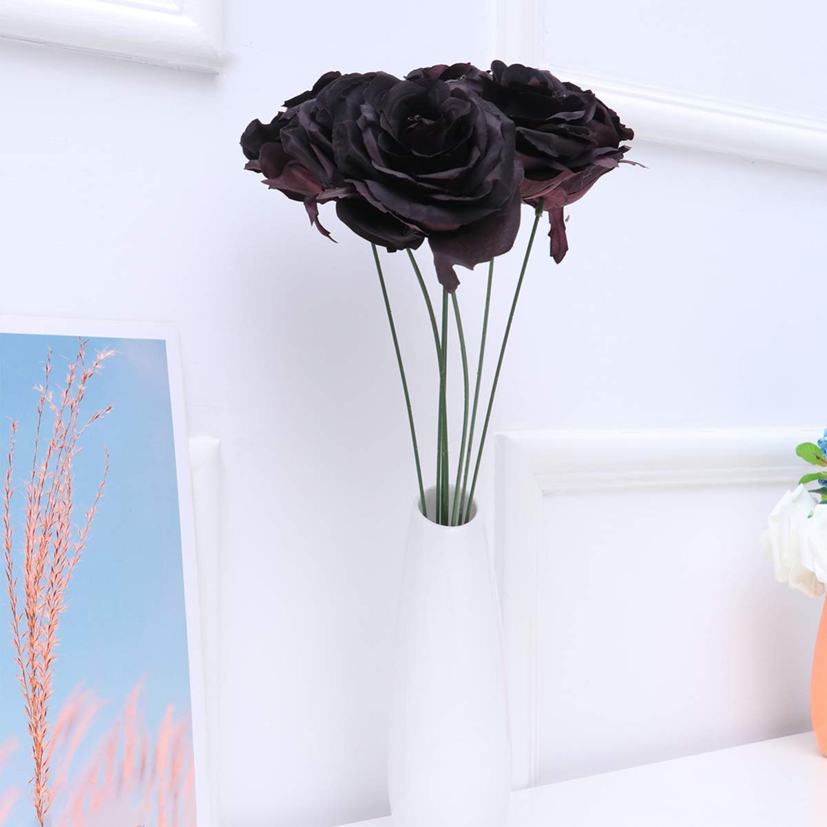EXCEART Artificial Rose Bouquet with Stems - Realistic Fake Rose Flowers for Vases, Home Decor, Wedding, Bridal Party & Table Centerpieces - Long-Lasting Decorative Floral Arrangement