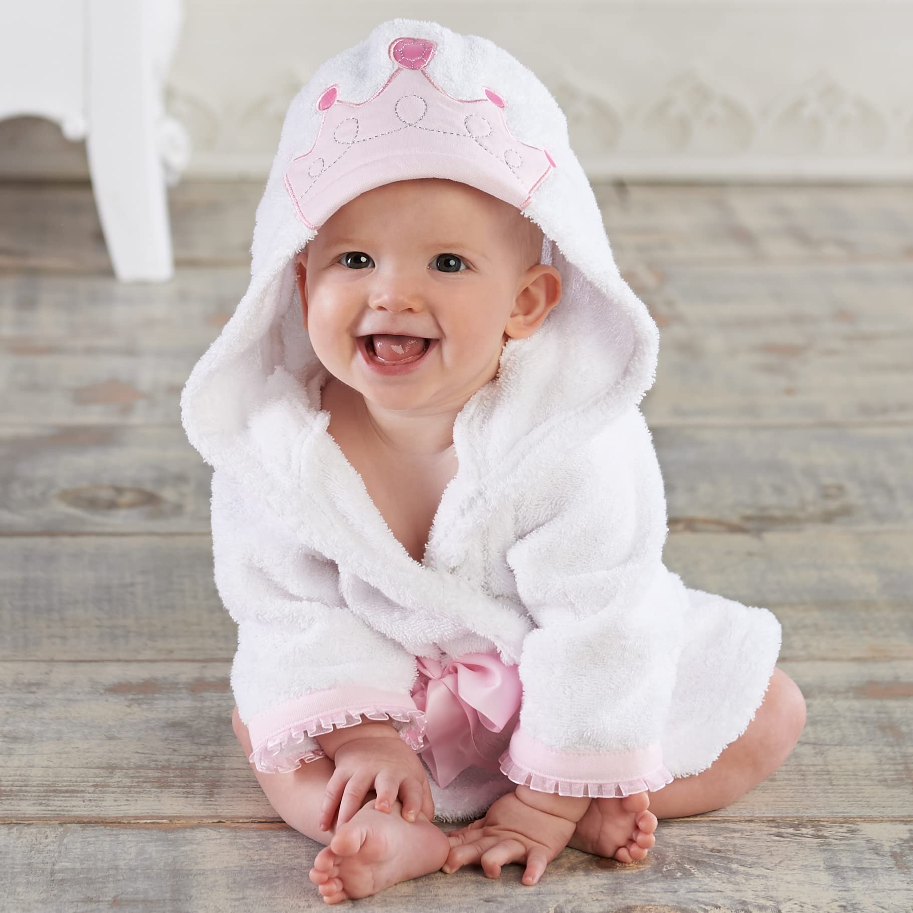 Baby Aspen Little Princess Hooded Tower Robe for Newborns 0-9 Months | Soft Baby Bath Towel & Spa Robe | Perfect for Bath Time, Swimming & Photo Shoots