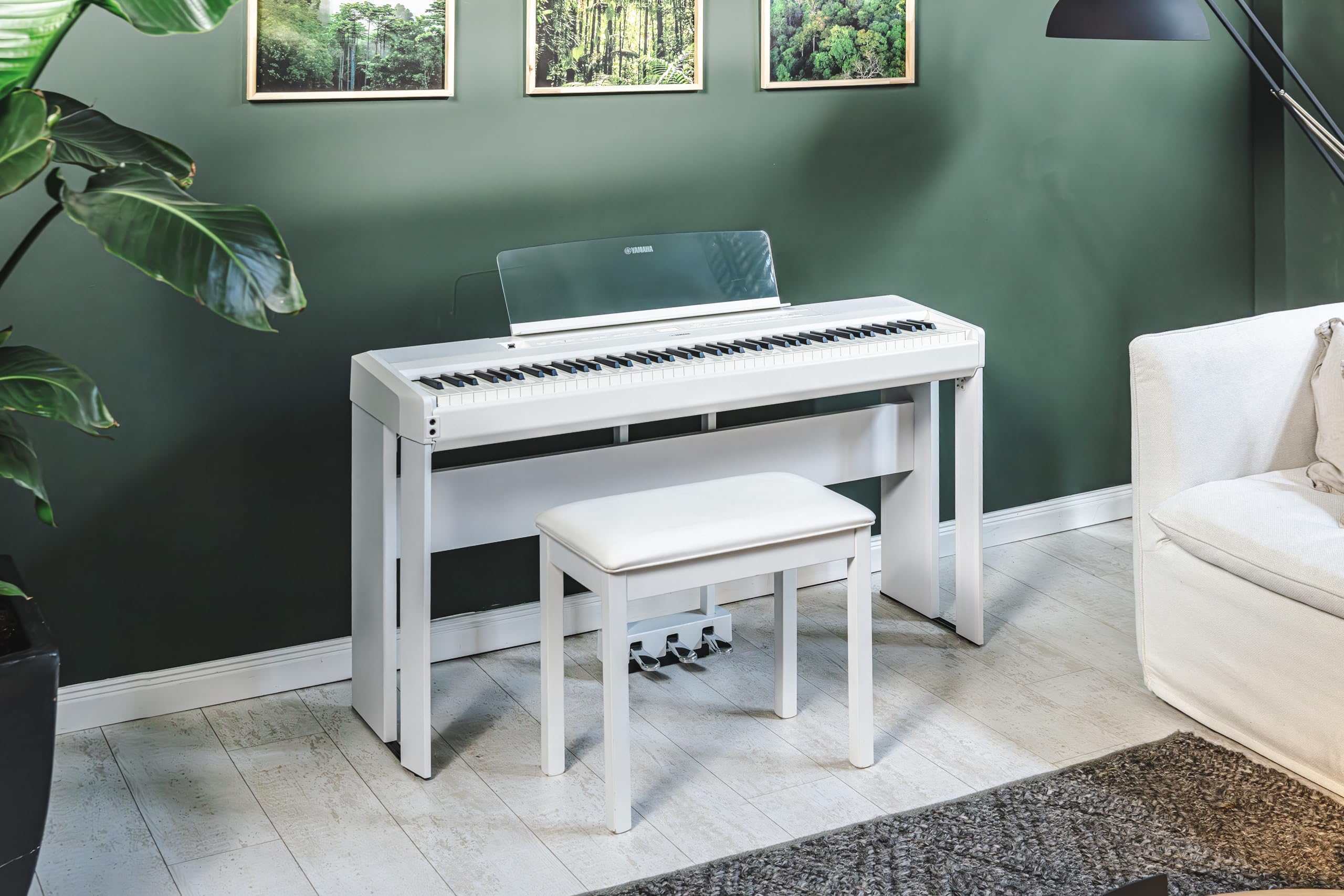 Yamaha L515WH White Wooden Furniture Stand for P515WH Digital Piano - Perfect for Home, Studio, and Stage Use