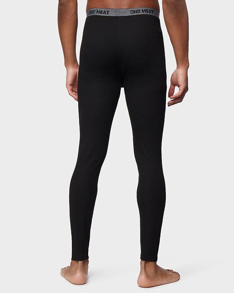 32 Degrees Heat Men’s Performance Thermal Midweight Waffle Baselayer Legging Pant - Cold Weather Running, Hiking & Outdoor Workout Thermal Underwear for Winter Sports & Layering
