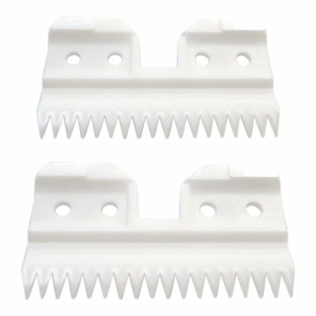Ceramic Moving Blade Replacement for Andis/Wahl/Oster Fast Feed A5/AG Series Hair Clippers - 18 Teeth Pet & Human Grooming Tool (2 Pack, Off White) - Perfect for Professional Grooming & Home Haircuts