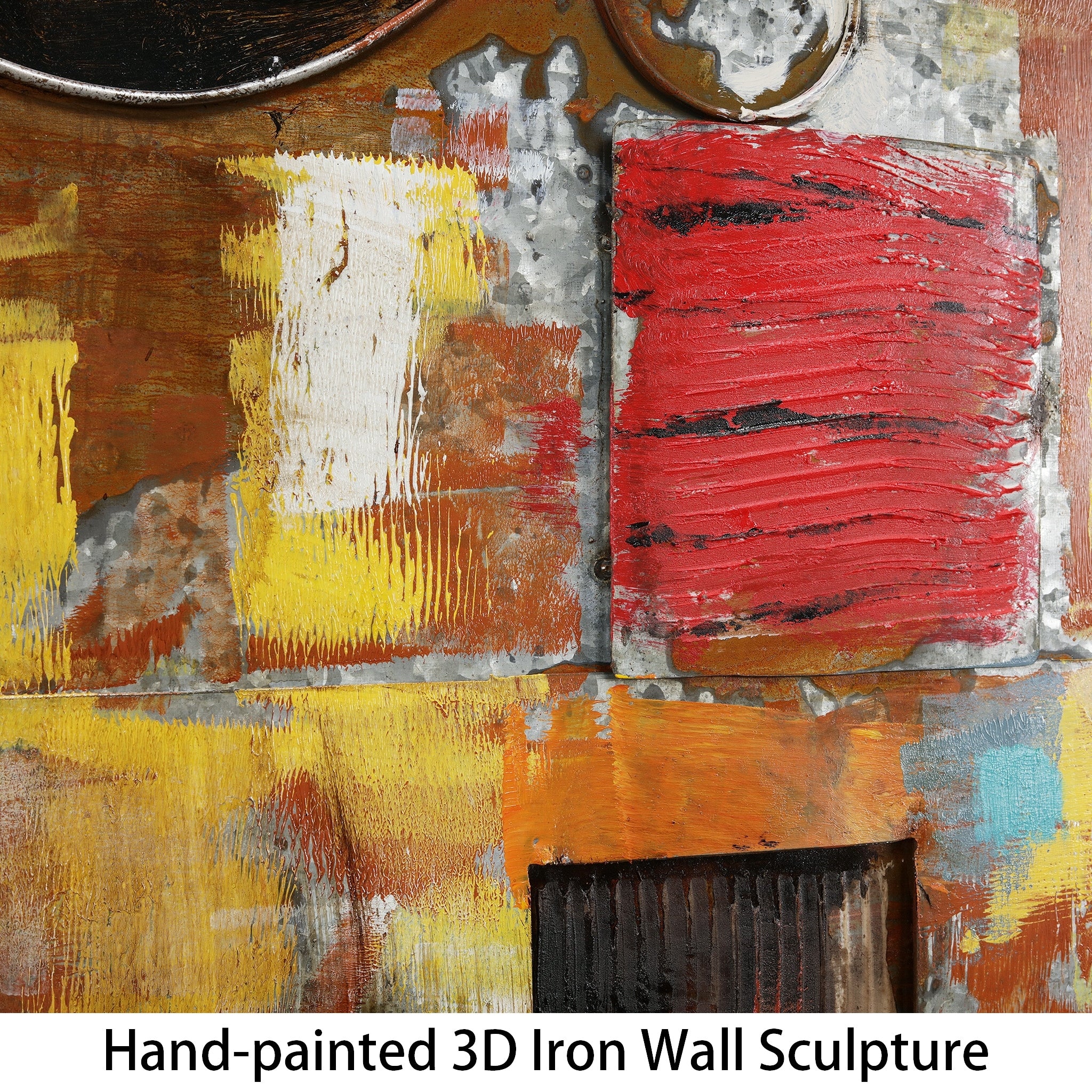 Abstract Mixed Media Iron Hand-Painted 3D Wall Art - Modern Home Decor for Living Room, Bedroom, or Office