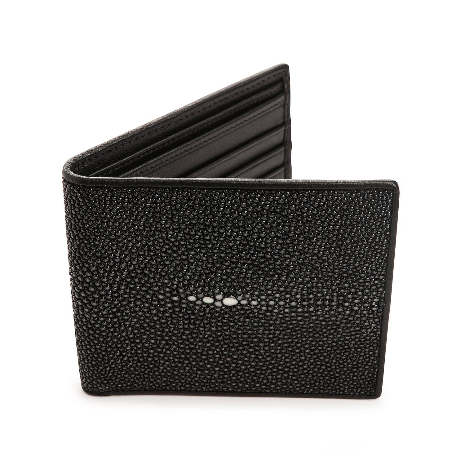 Premium Black Stingray Leather Wallet for Men - Slim RFID Blocking Bifold Wallet with Money Clip - Perfect for Business, Travel & Everyday Carry