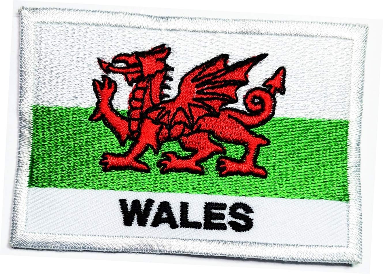 Wales Flag Embroidered Patch - Iron On & Sew On Applique for Jackets, T-Shirts, Jeans, Caps & Vests - Durable Biker Patch with Country Flag Symbol - Perfect for DIY Projects, Uniforms & Motorcycle Gear (03)