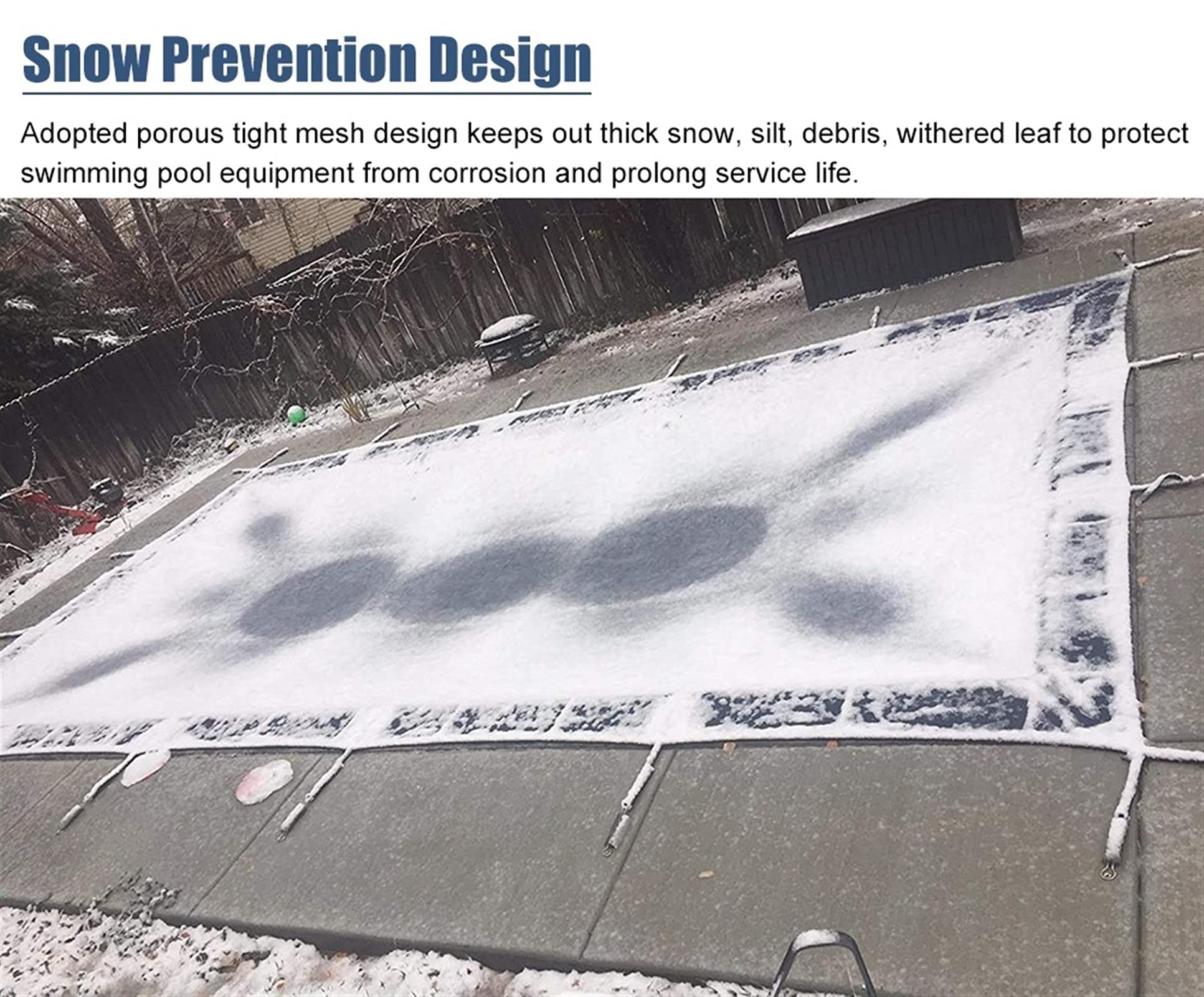 **Heavy-Duty Inground Swimming Pool Safety Cover - Winter Pool Cover with Brass Anchors & Stainless Steel Springs - Blue Mesh Design (5ft x 6ft, 150cm x 200cm) - Durable Protection for All Seasons - Perfect for Winter Storage & Year-Round Safety**