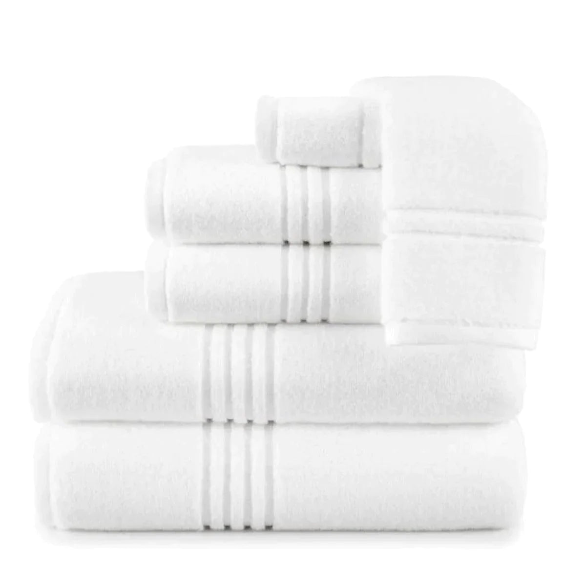Luxury Chelsea Plush Cotton Bath Towel Set - Super Soft & Absorbent White Towels for Spa, Bathroom & Beach - 6-Piece Collection