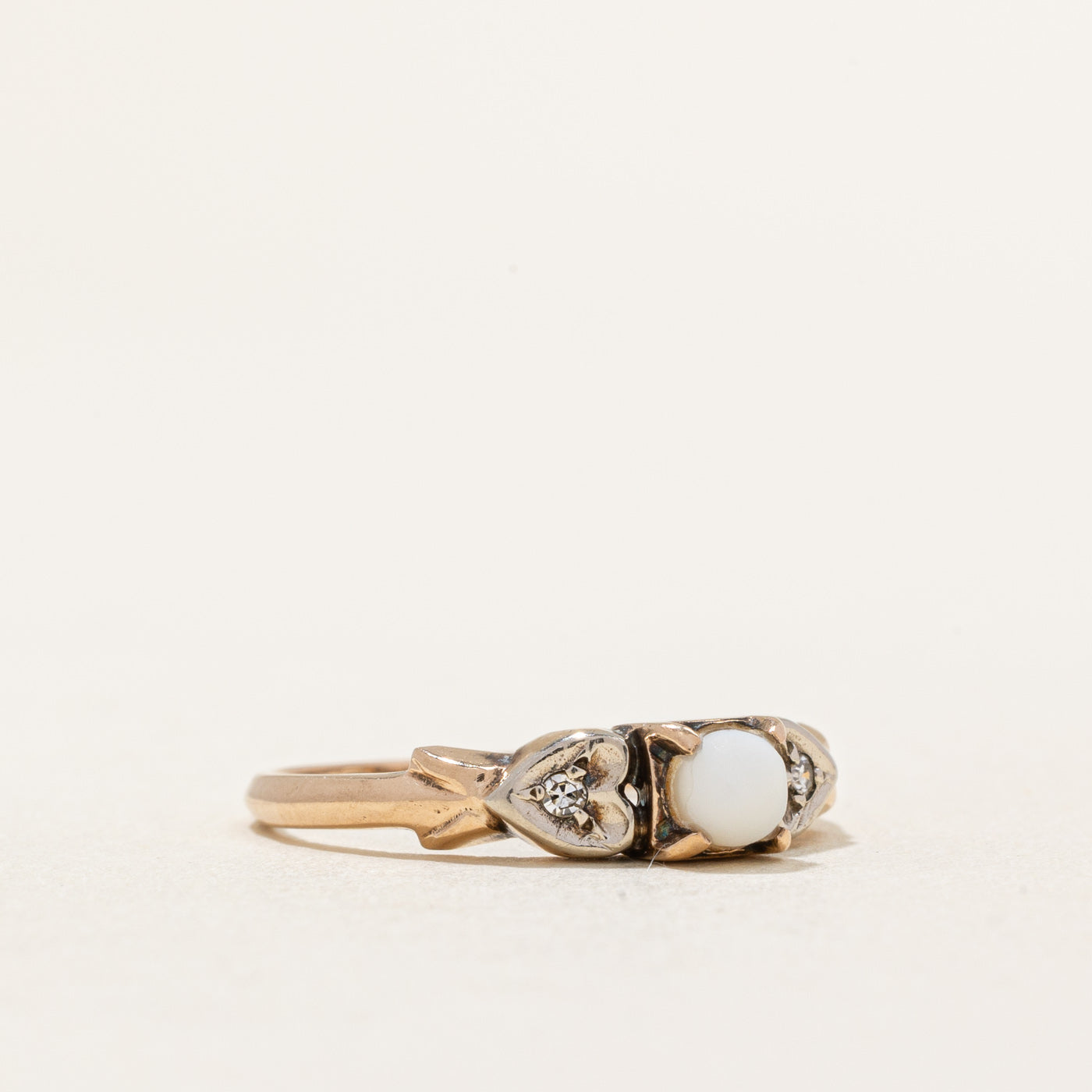 Vintage Canadian Pearl & Diamond Ring - 0.02ctw Diamond, Size 6 - Elegant Jewelry for Weddings, Anniversaries & Special Occasions