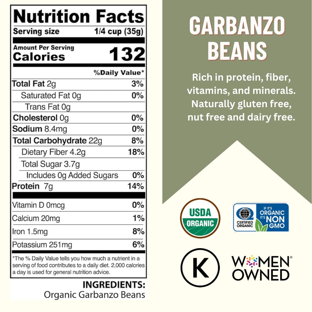 Organic Dried Garbanzo Beans (Chickpeas) - 25 lb Bulk Pack | Non-GMO, Vegan, Sproutable | High in Plant-Based Protein & Fiber | Perfect for Hummus, Salads & Healthy Snacks