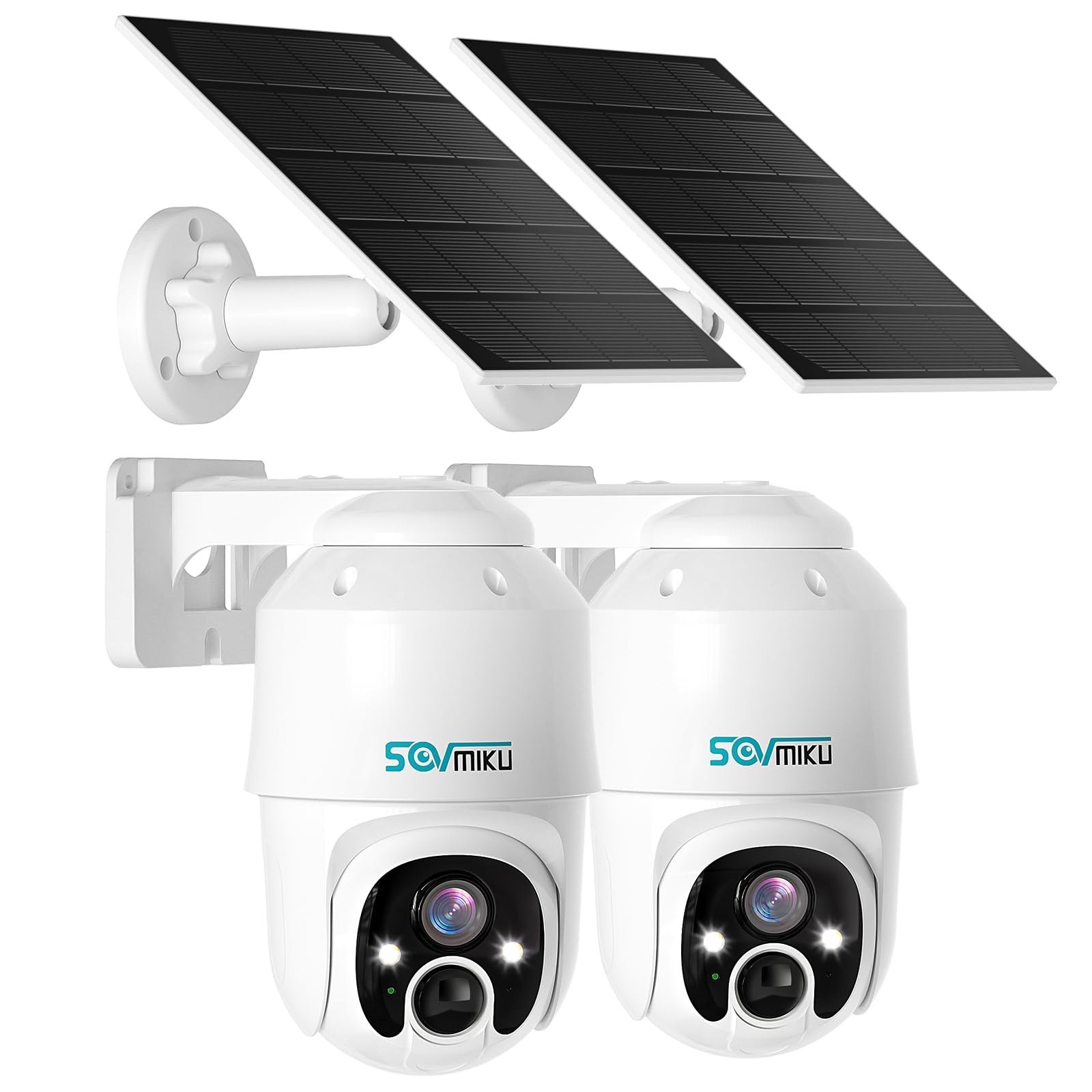 SOVMIKU 2A1 4MP Solar-Powered Wireless Outdoor Security Camera with 2-Year Free Cloud Storage, Two-Way Audio, Motion Detection, 360° Pan/Tilt, Color Night Vision & Alarm - Ideal for Home, Garage, Yard & Business Surveillance