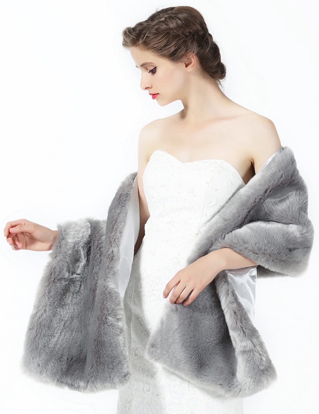 Luxury Faux Fur Shawl Wrap for Women - Elegant Wedding Bridal Stole, Winter Cover Up & Bridesmaid Cape - Perfect for Weddings, Parties, and Cold Weather Fashion