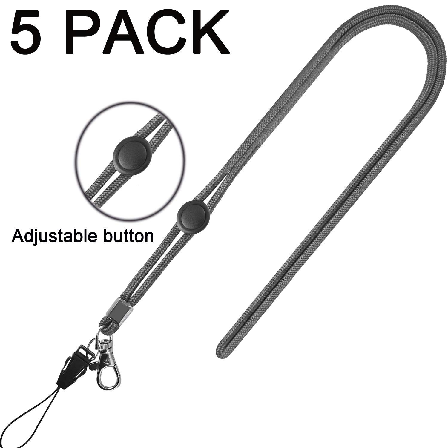 YOUOWO 5 Pack Adjustable ID Lanyards with Clip - for Office, Cruise & Keys