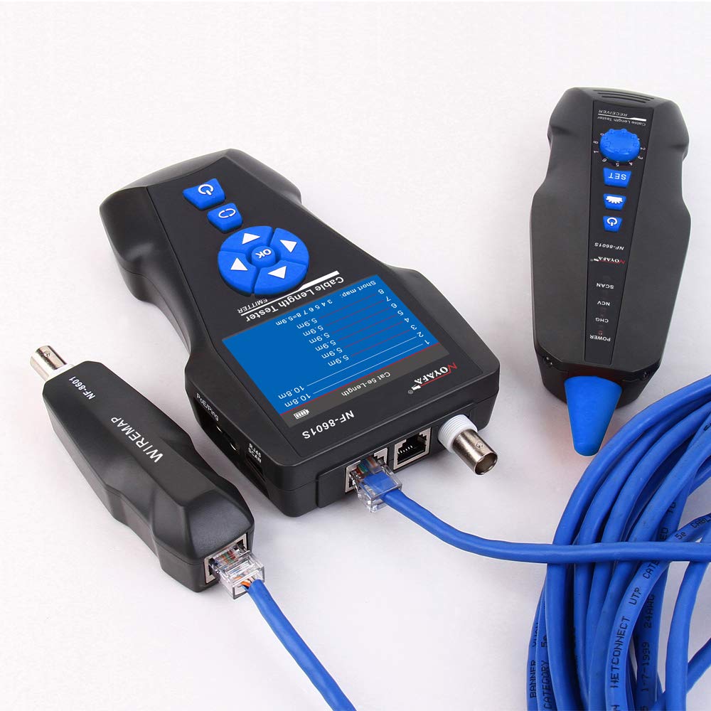 NOYAFA NF-8601S Professional Network Cable Tester - RJ11 RJ45 BNC POE/Ping Tester with LCD Display for Ethernet LAN Cable Testing | Ideal for IT Technicians, Network Installations & Home Office Use