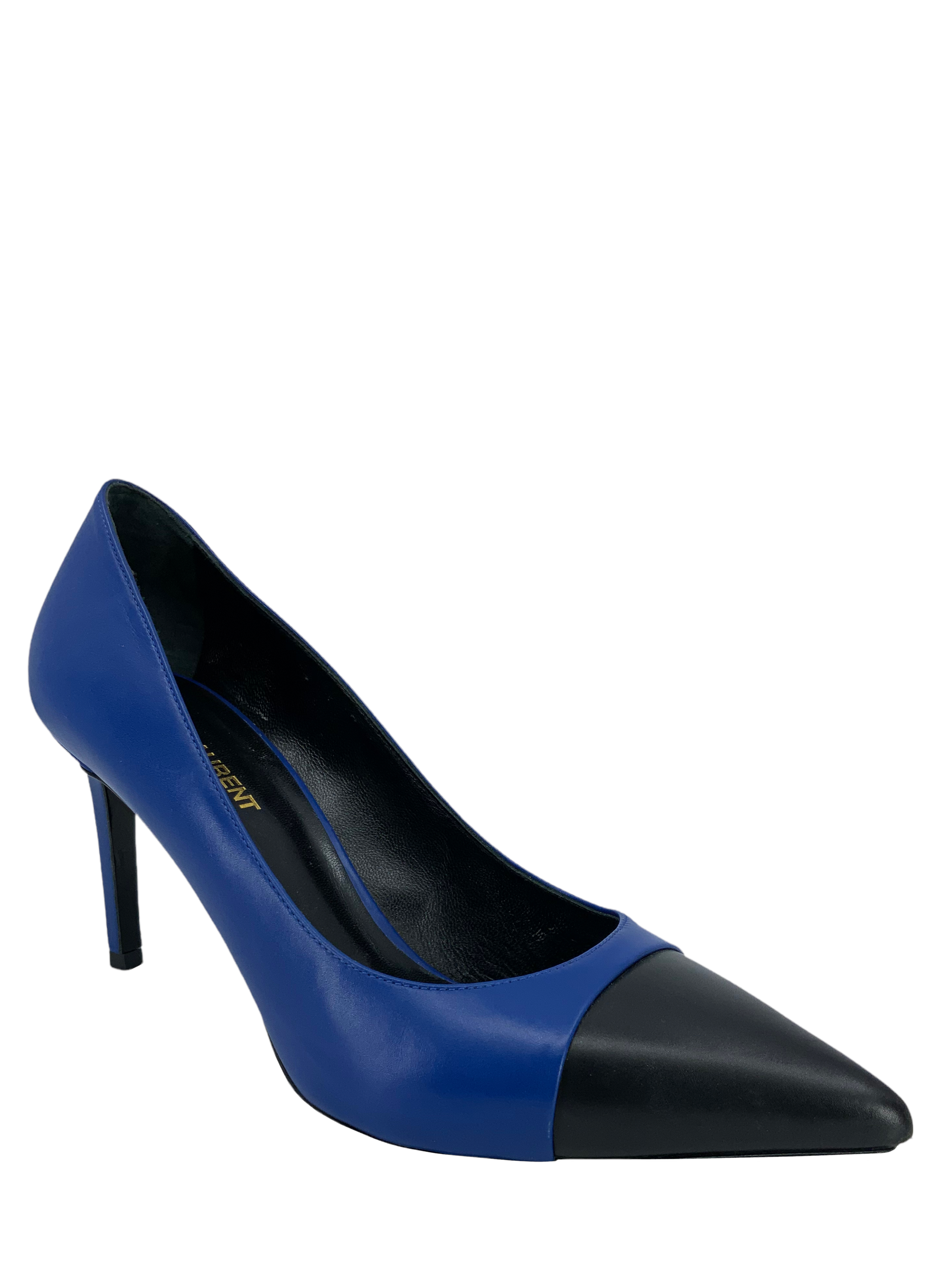 Saint Laurent Bi-Color Cap Toe Pumps Women's Size 8 | Luxury Designer Heels for Office, Party & Special Occasions