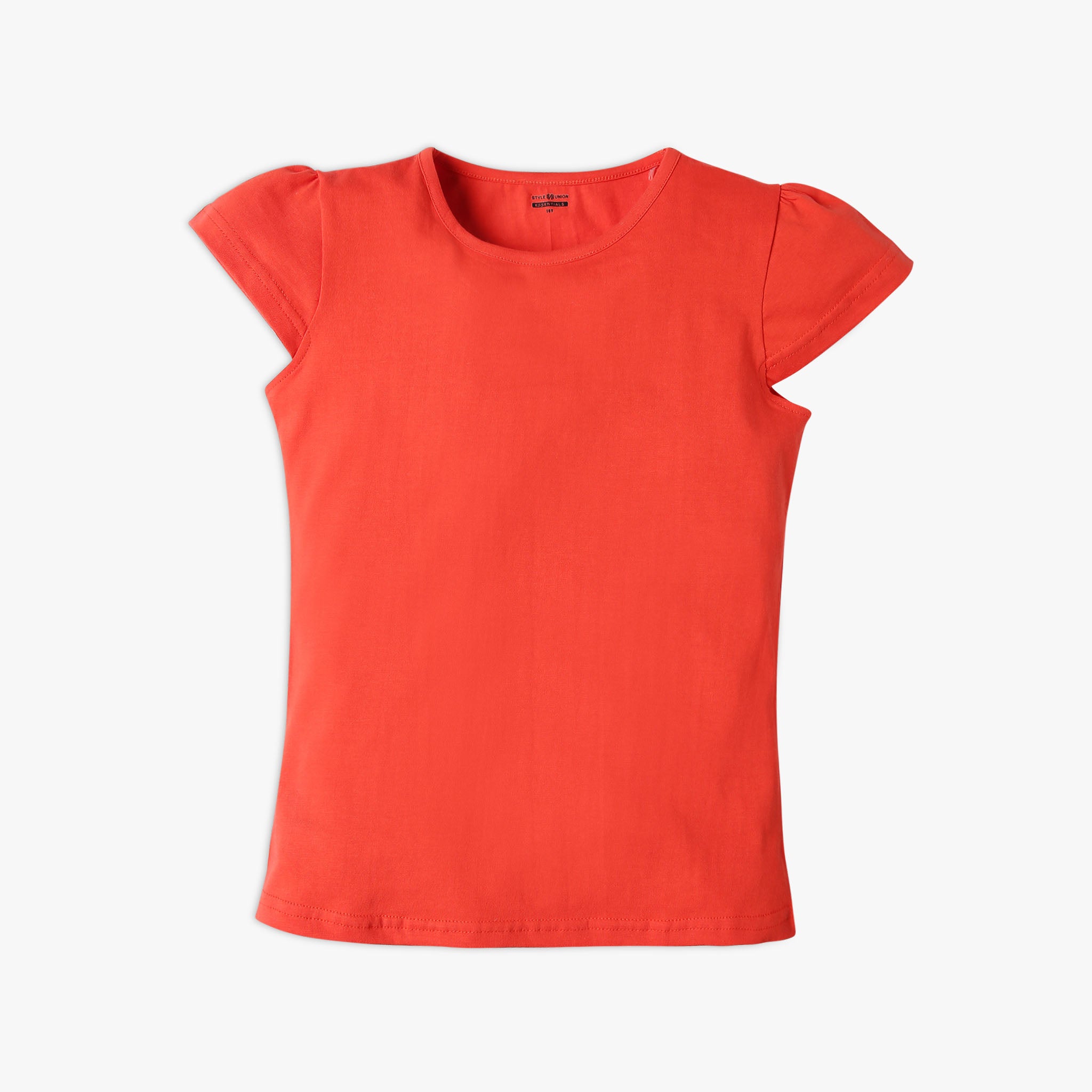 Girl's Regular Fit Solid Color Cotton T-Shirt - Soft & Comfortable for Everyday Wear, School, and Playtime