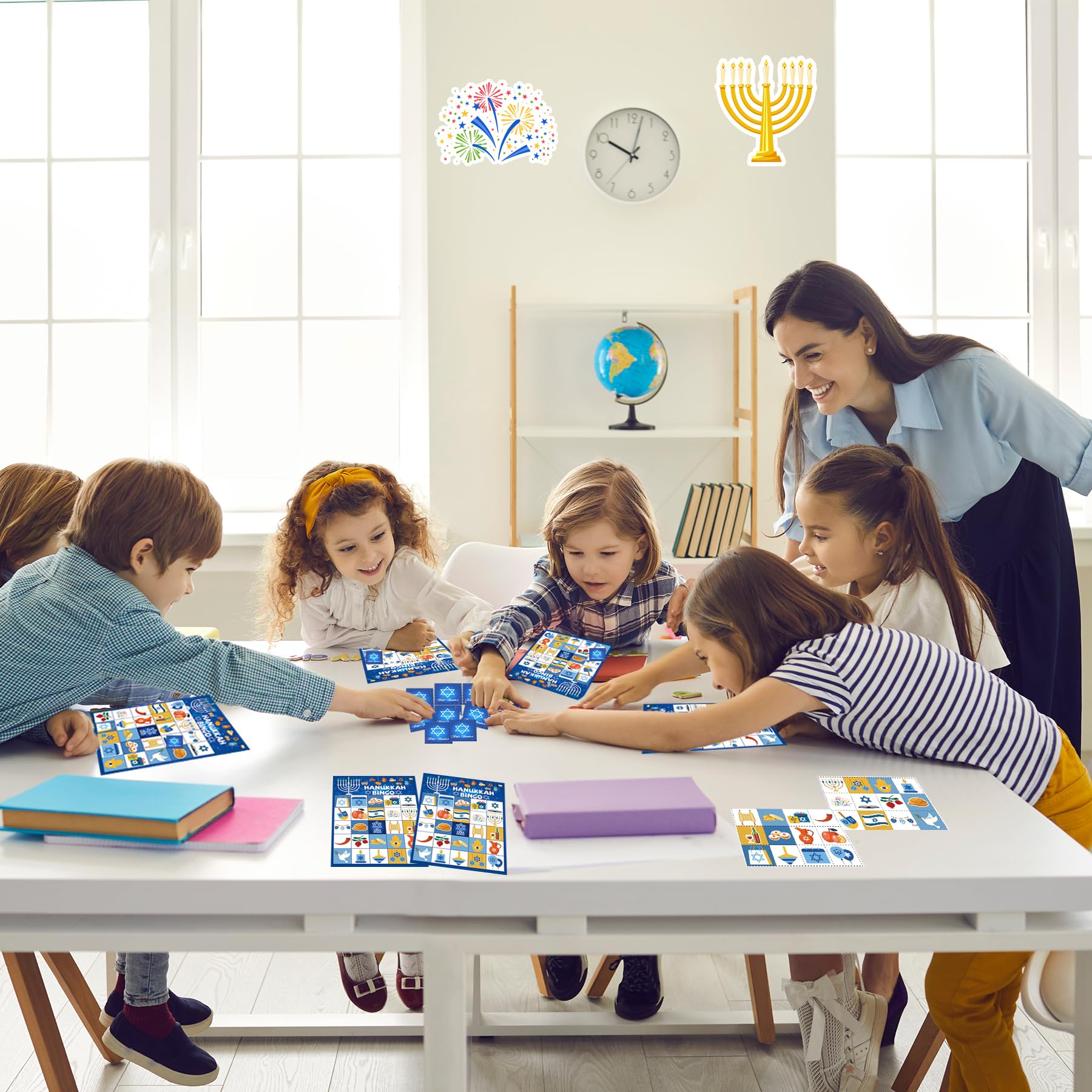 Hanukkah Bingo Game Set - Fun Chanukah Party Games for Kids & Adults with Menorah Bingo Cards (Up to 24 Players) - Perfect for Family Gatherings, Holiday Parties & Classroom Activities
